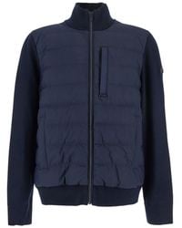 Moose Knuckles - Cardigan With Knitted Inserts And Logo Patch On Sleeve - Lyst
