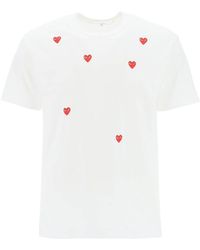 COMME DES GARÇONS PLAY - "Round-Neck T-Shirt With Heart Pattern - Lyst