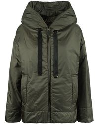 Max Mara - Khaki Padded Drip-Proof Canvas Jacket With Hood - Lyst