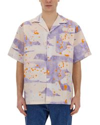 MSGM - Bowling Shirt With "Dripping Camo" Print - Lyst