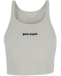 Palm Angels - Cropped Tank Top With Embroidered Logo - Lyst