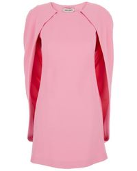 Alberta Ferretti - Crew Neck Dress With Cap Sleeves And Draped Shoulders - Lyst