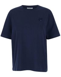 Maison Kitsuné - Crewneck T-Shirt With Fox Head Logo Patch On The Front - Lyst