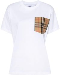 Burberry - Check Pocket Cotton T-shirt - Lyst