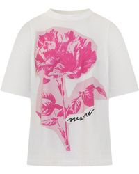 Marni - T-Shirt With Floral Print - Lyst