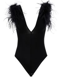 Pinko - Bodysut With V Neckline And Feathers - Lyst