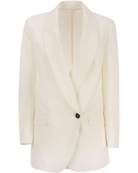 Brunello Cucinelli - Stretch Cotton Interlock Couture Jacket With Jewellery - Lyst