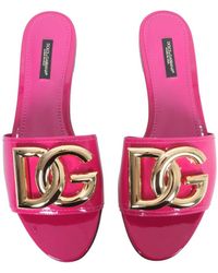 Dolce & Gabbana Slide Sandals With Dg Logo - Pink