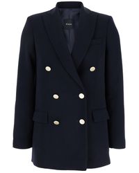 Plain - Double-Breasted Jacket With Golden Buttons - Lyst