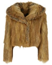 BB COUTURE - Fur Coat With Hood And Front Fastening - Lyst