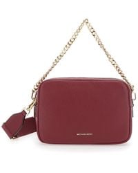 MICHAEL Michael Kors - 'Bryant' Bordeaux Crossbody Bag With Adjustable Shoulder Strap And Logo Lettering On The Front - Lyst