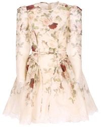 Zimmermann - Hypnotic Silk Linen Lace Trim Mini Dress - Lyst