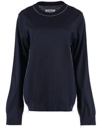 Maison Margiela - Wool-Cotton Blend Crew-Neck Sweater - Lyst