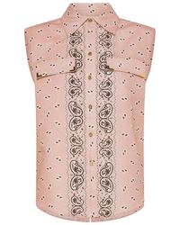 Palm Angels - Sleeveless Linen And Cotton Shirt With Paisley Print - Lyst