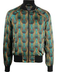 OZWALD BOATENG - Printed Silk Bomber Jacket - Lyst
