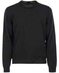 BOSS - Regular Fit Virgin Wool Jumper With Embroidered Logo - Lyst