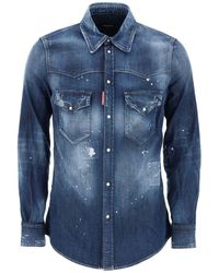 DSquared² - Western Shirt In Used Denim - Lyst