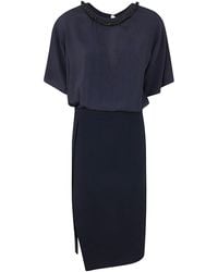 N°21 - Midi Dress With Pencil Skirt And Shirt Neck Clothing - Lyst