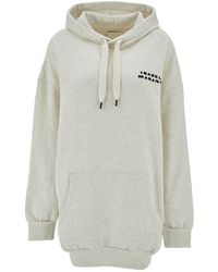 Isabel Marant - Oversized Beige Hoodie With Contrasting Logo Print In Cotton Woman - Lyst