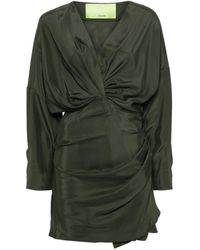 GAUGE81 - Asuka Long Sleeve Pleated Silk Short Dress - Lyst