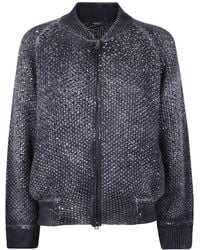 Avant Toi - "Moss" Stitch Bomber With Shadows, Lamination And Rhinestones - Lyst