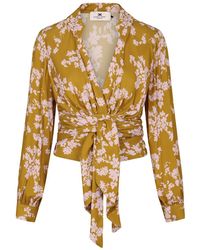 Elisabetta Franchi - Printed Georgette Blouse - Lyst