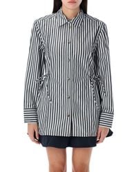 Ganni - Stripe Tie String Shirt - Lyst