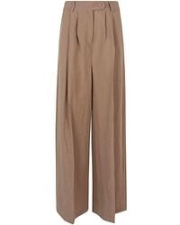 FRONT STREET 8 - Linen Blend Wide-leg Trousers - Lyst