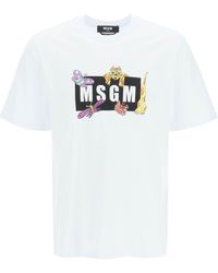 MSGM Funny Tiger Logo Box T-shirt - White