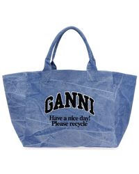 Ganni - ' Oversized Canvas' Shopping Bag - Lyst