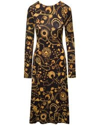 Marine Serre - Midi Dress With Graphic Print And Back-drawstring In Stretch Viscose Woman - Lyst