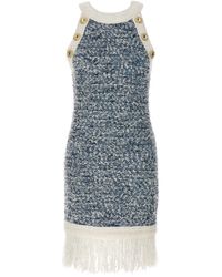 Balmain - Fringed Bouclé Tweed Mini Dress - Lyst