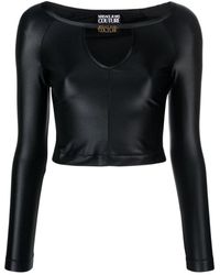 Versace - Logo-Plaque Jersey Crop Top - Lyst