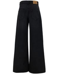 Isabel Marant - 'lemony' Black Five-pocket Jeans With Logo Patch In Cotton Denim Woman - Lyst
