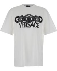 Versace - T-Shirt With Medusa Head Logo Print On The Front - Lyst