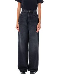 Jean Paul Gaultier - High-Rise Wide-Leg Painted Denim Jeans - Lyst