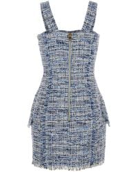 Balmain - Dress With Frayed Details - Lyst