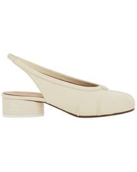 Maison Margiela - White Slingback Ballet Shoes With Tabi Toe And Low Block Heel In Leather Woman - Lyst