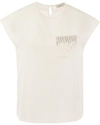Peserico - Crepe De Chine Top With Sequin Pocket - Lyst