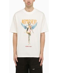 Represent - White Cotton T Shirt With Logo Print - Lyst