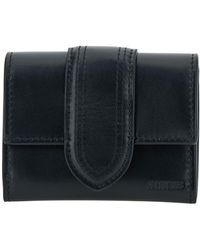 Jacquemus - 'le Compact Bambino' Black Wallet With Magnetic Closure In Leather Woman - Lyst