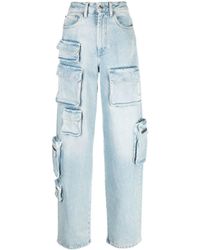 Damen Bekleidung Jeans Jeans mit gerader Passform Off-White c/o Virgil Abloh Baumwolle Sweatshirt Aus Baumwoll-jersey Mit Batikmuster Und Applikation In Distressed-optik in Blau 