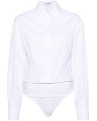 Alaïa - Cotton Shirt Bodysuit - Lyst