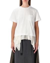 Sacai - T-Shirt With Voile Back Insert - Lyst