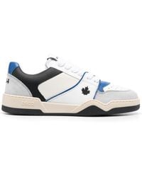 DSquared² Spiker Leaf-Embroidered Leather Sneakers in White for Men | Lyst