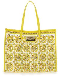 Dolce & Gabbana - And Tote Bag With Majolica Print And Logo Plaque - Lyst