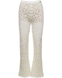 Twin Set - Flared Pants With Crochet Work - Lyst