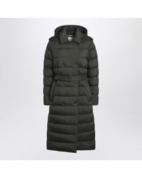 Burberry - Dark Double-Breasted Padded Coat With Belt - Lyst
