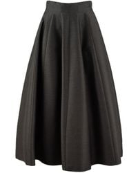 Alberta Ferretti - Wool And Silk Midi Skirt - Lyst