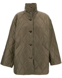 Ganni - Quilted Jacket With High Neck And Buttons - Lyst